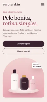 O mesmo projeto demonstrativo, Aurora Skin, na tela do celular