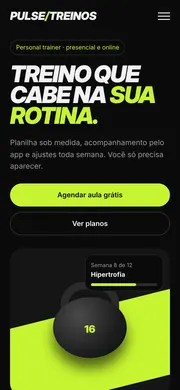 O mesmo projeto demonstrativo, Pulse Treinos, na tela do celular