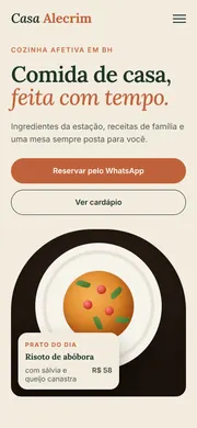 O mesmo projeto demonstrativo, Casa Alecrim, na tela do celular